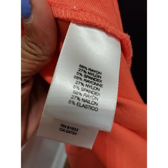 Kenneth Cole Women's Orange Rayon Sleeveless Round Neck Knee Length Dress Size 2 - Picture 9 of 11